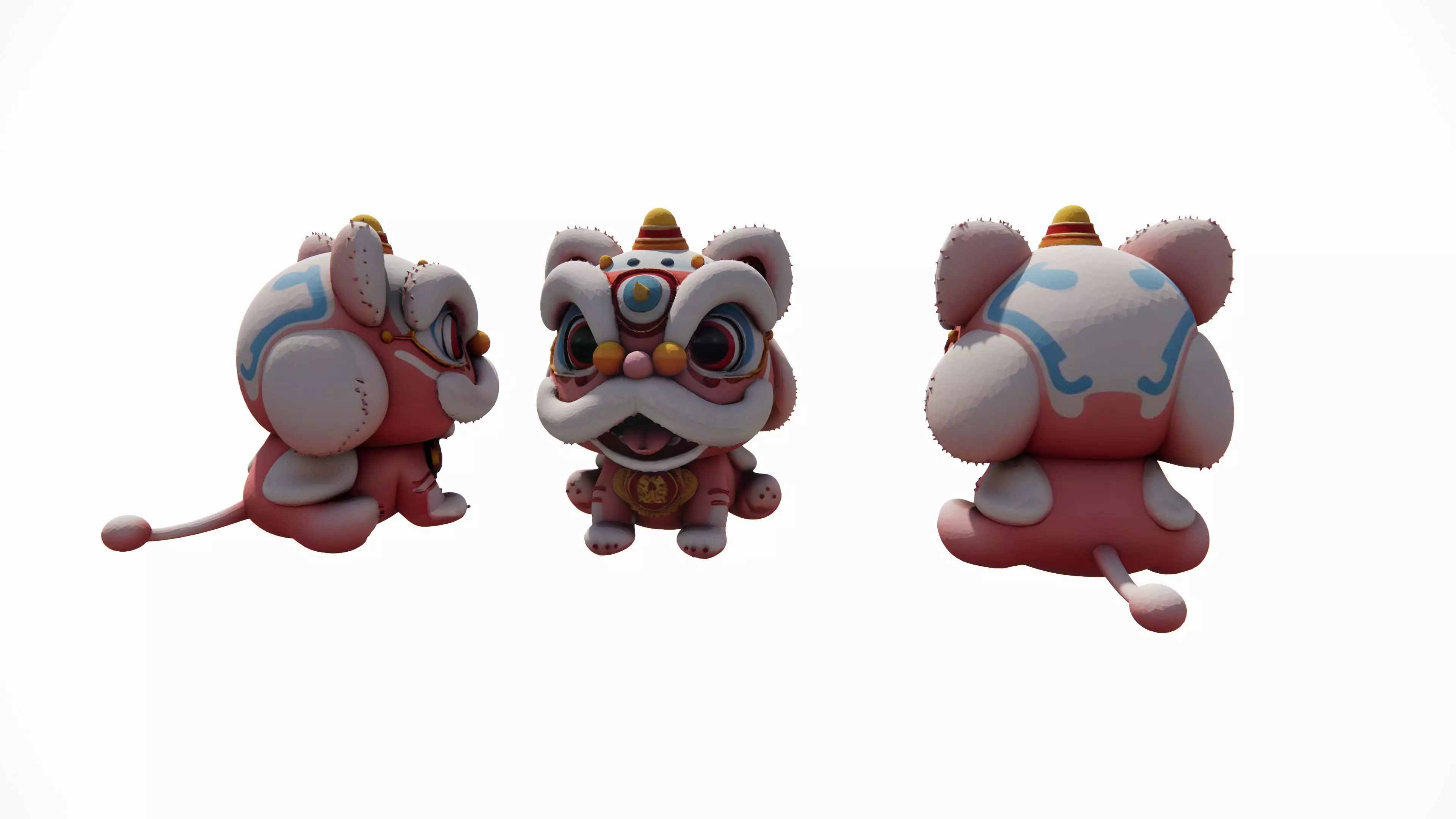 Lion Dance Low-poly 3D model_1