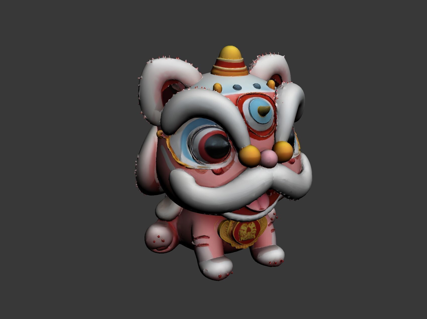 Lion Dance Low-poly 3D model_5
