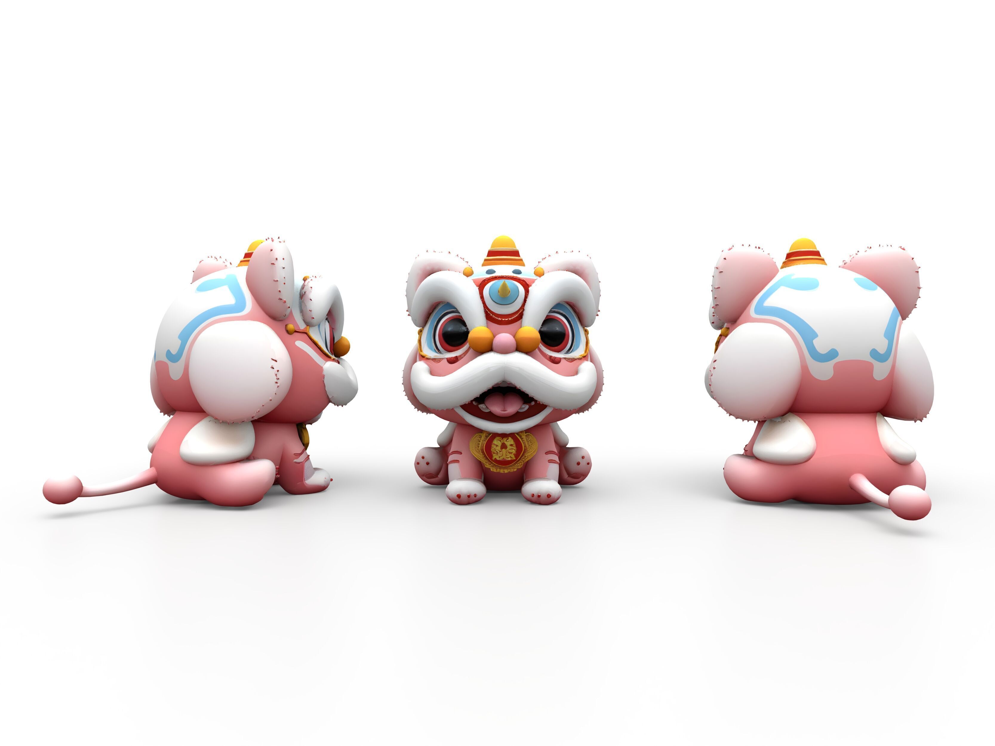 Lion Dance Low-poly 3D model_0