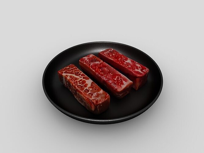 Three pieces of meat 3D model