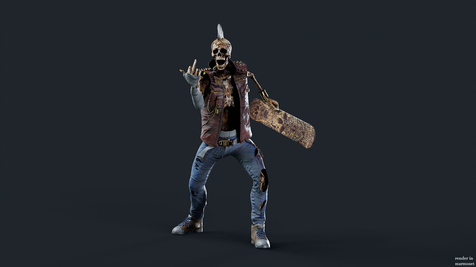 PUNK SKELETON Rock and Roll  Low-poly 3D model_3