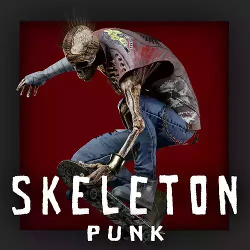 PUNK SKELETON Rock and Roll  Low-poly 3D model