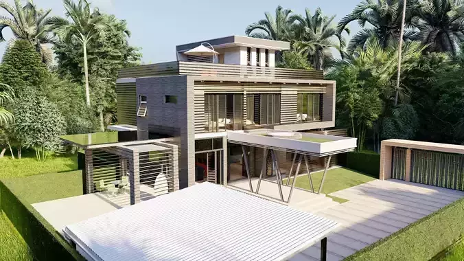 Casa Scene-villa-modern house 3D model