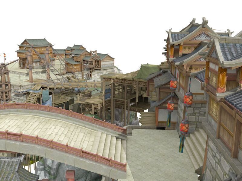 Ancient town Low-poly 3D model_9