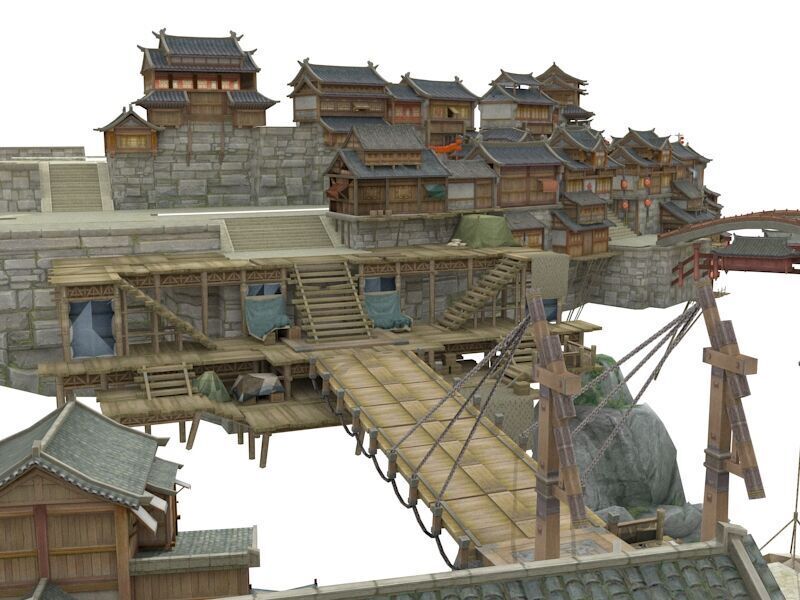 Ancient town Low-poly 3D model_8