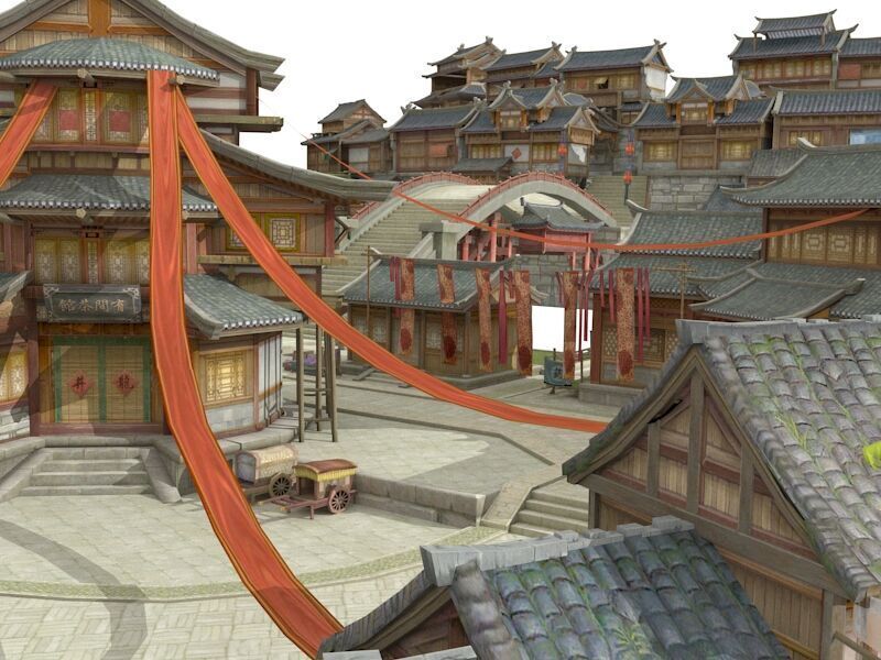 Ancient town Low-poly 3D model_3