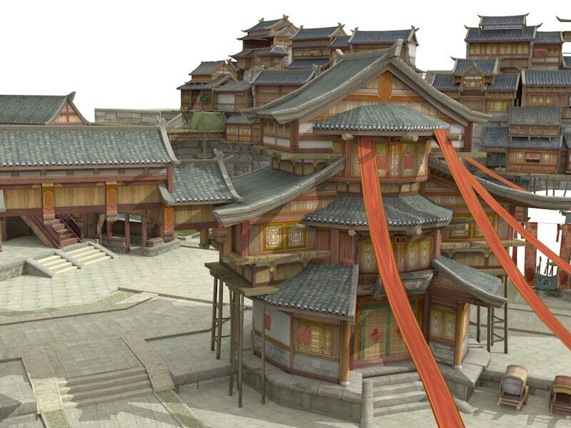 Ancient town Low-poly 3D model_10