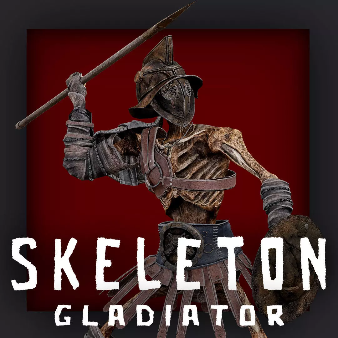GLADIATOR SKELETON RETIARIUS Low-poly 3D model