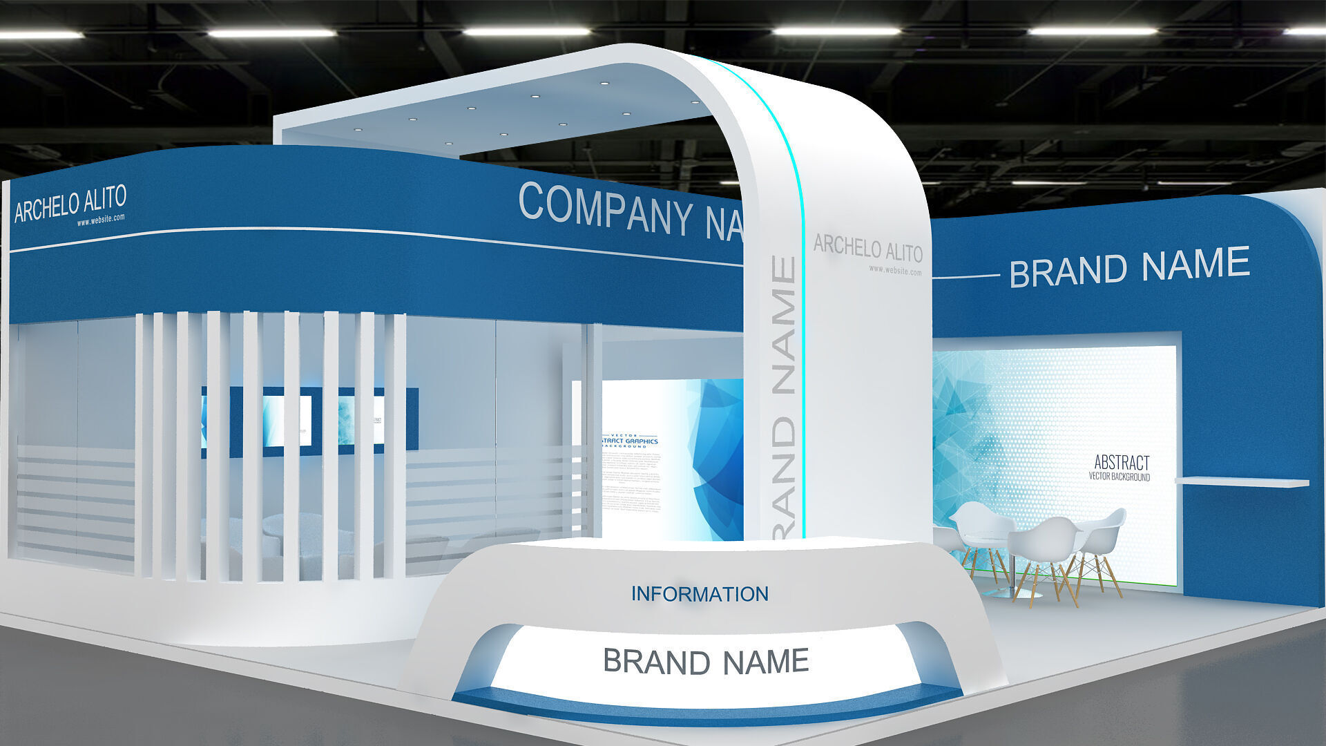 exhibition booth stand 3d model tradeshow 3D model_1