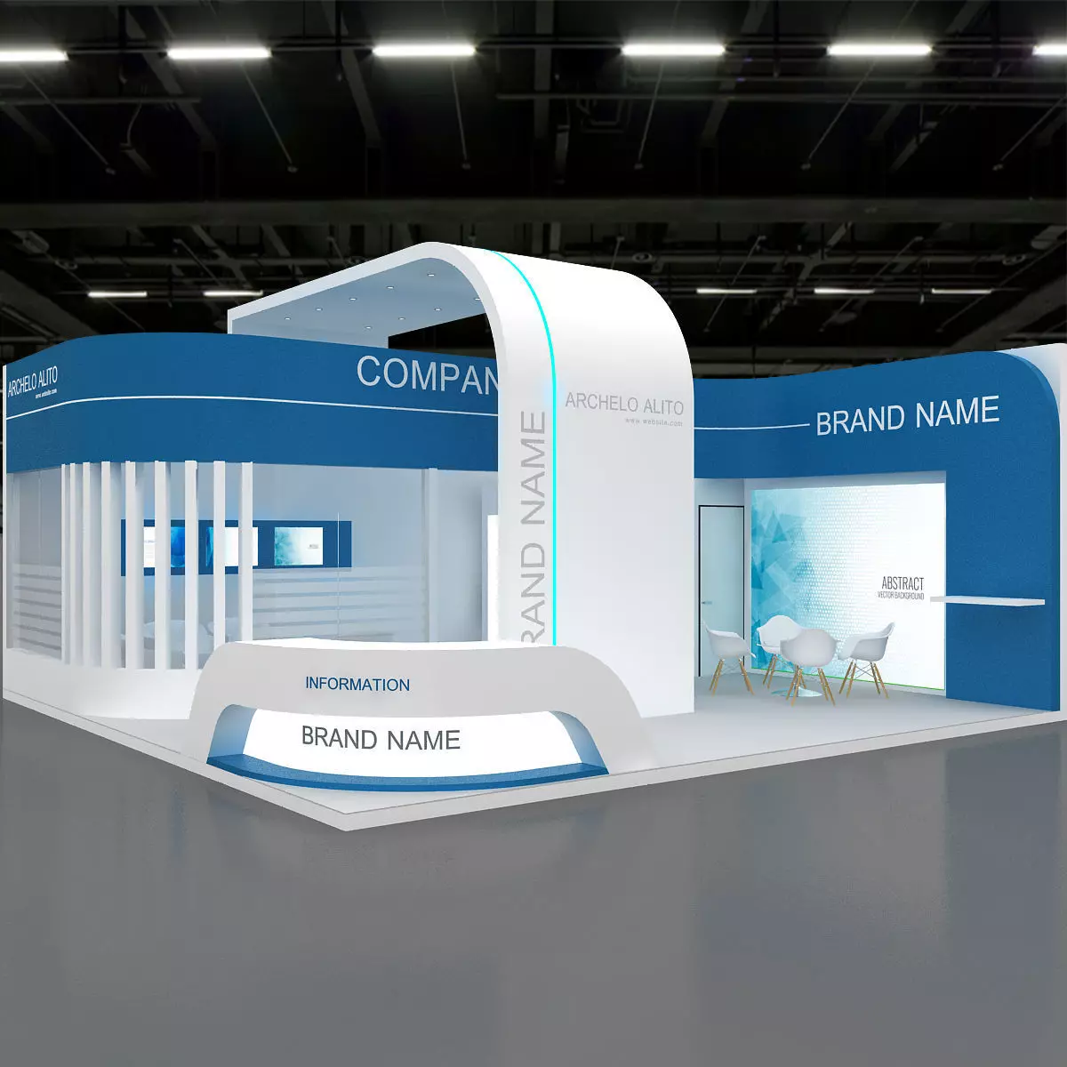 exhibition booth stand 3d model tradeshow 3D model_0