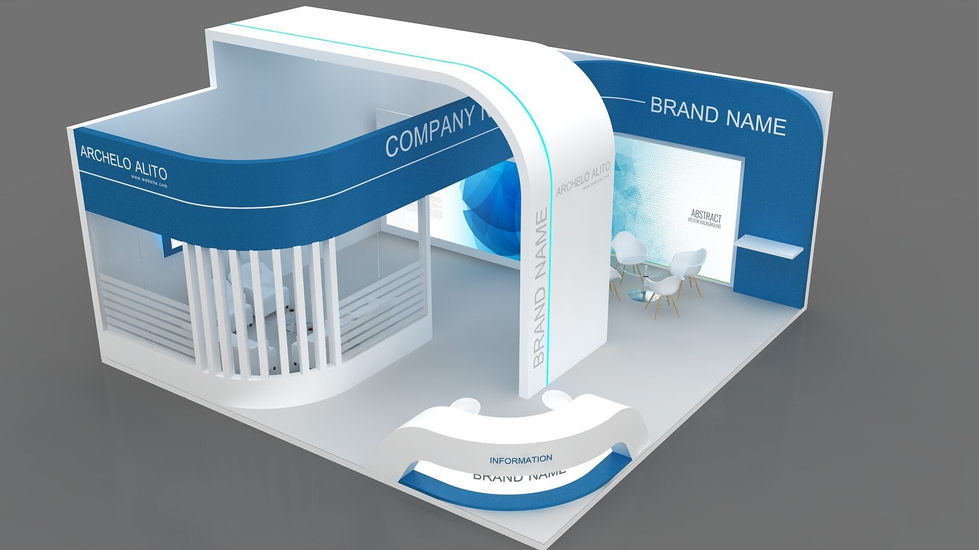 exhibition booth stand 3d model tradeshow 3D model_6