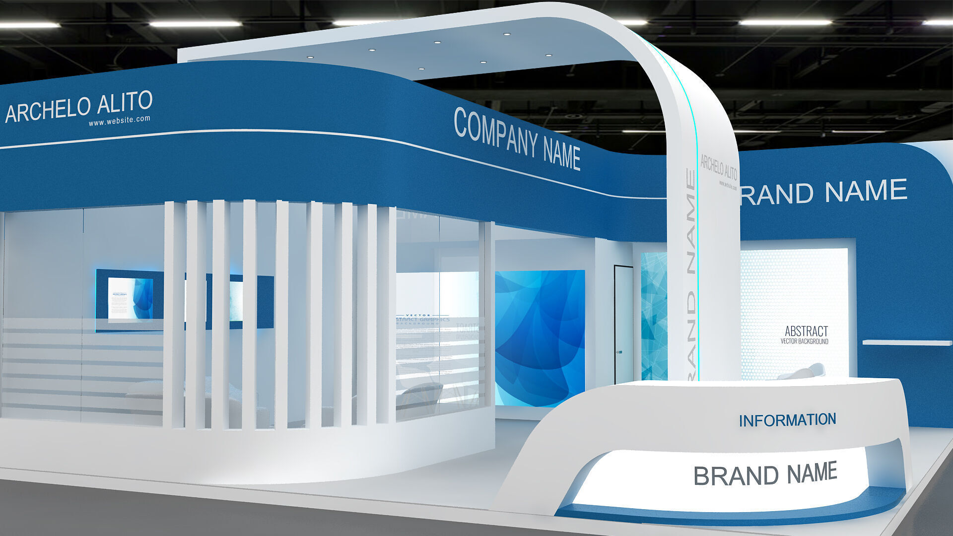 exhibition booth stand 3d model tradeshow 3D model_3