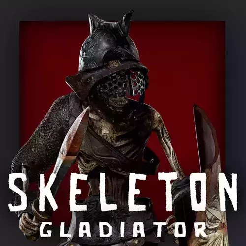 SKELETON GLADIATOR MURMILLO  Low-poly 3D model