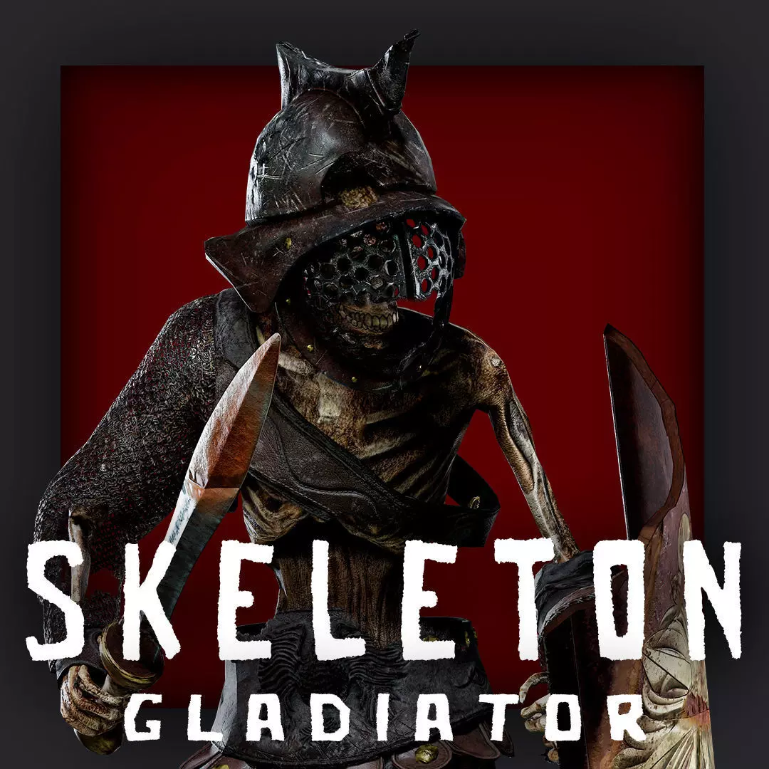SKELETON GLADIATOR MURMILLO Low-poly 3D model