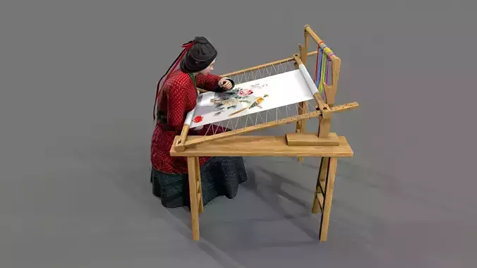 Ancient Asians people Women Low-poly 3D model
