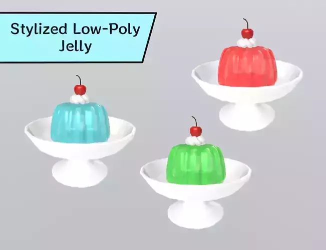 Stylized Low-Poly Jelly Dessert