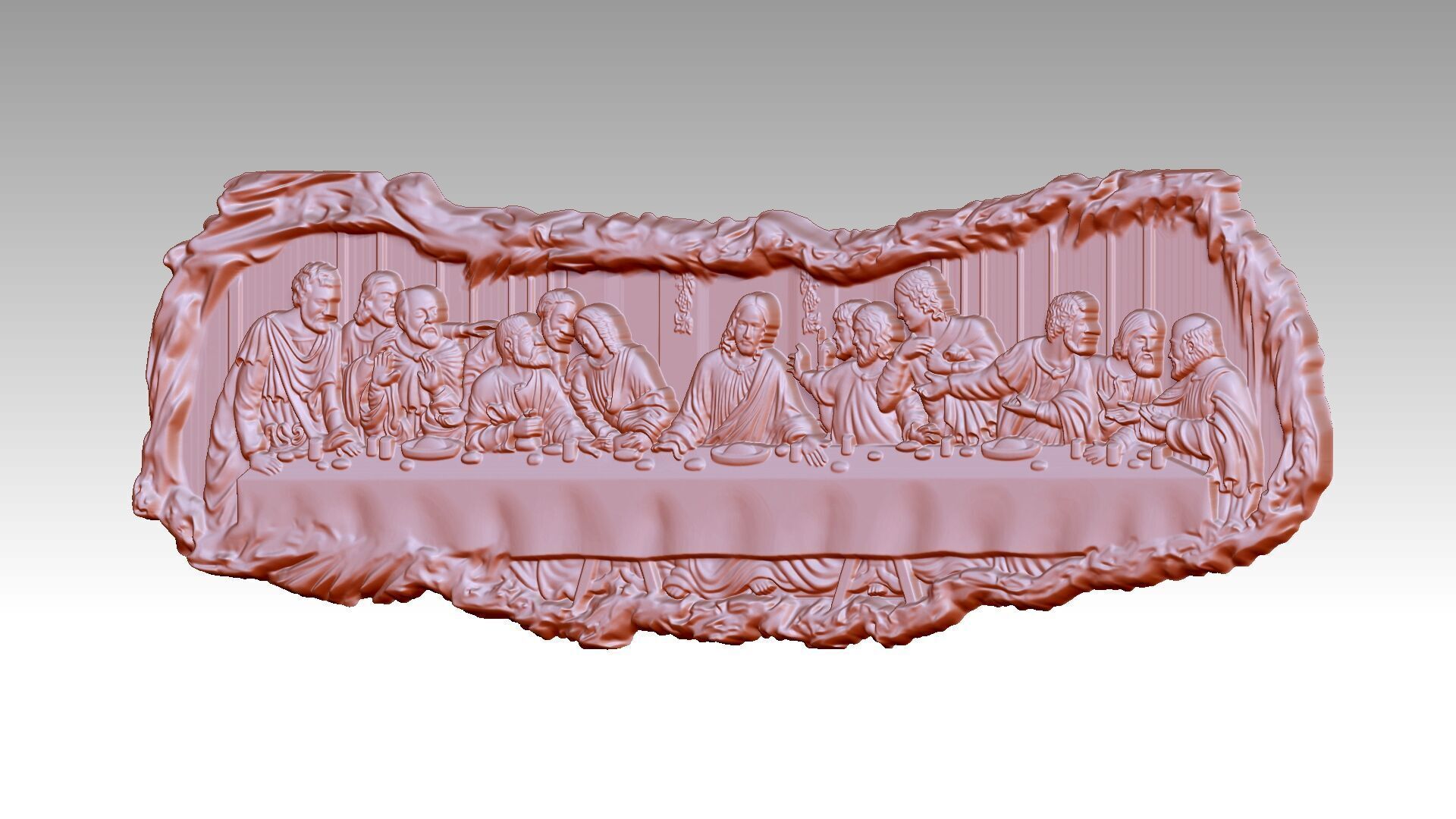 The Last Supper Jesus Christ and Apostles Relief 3D print model_1