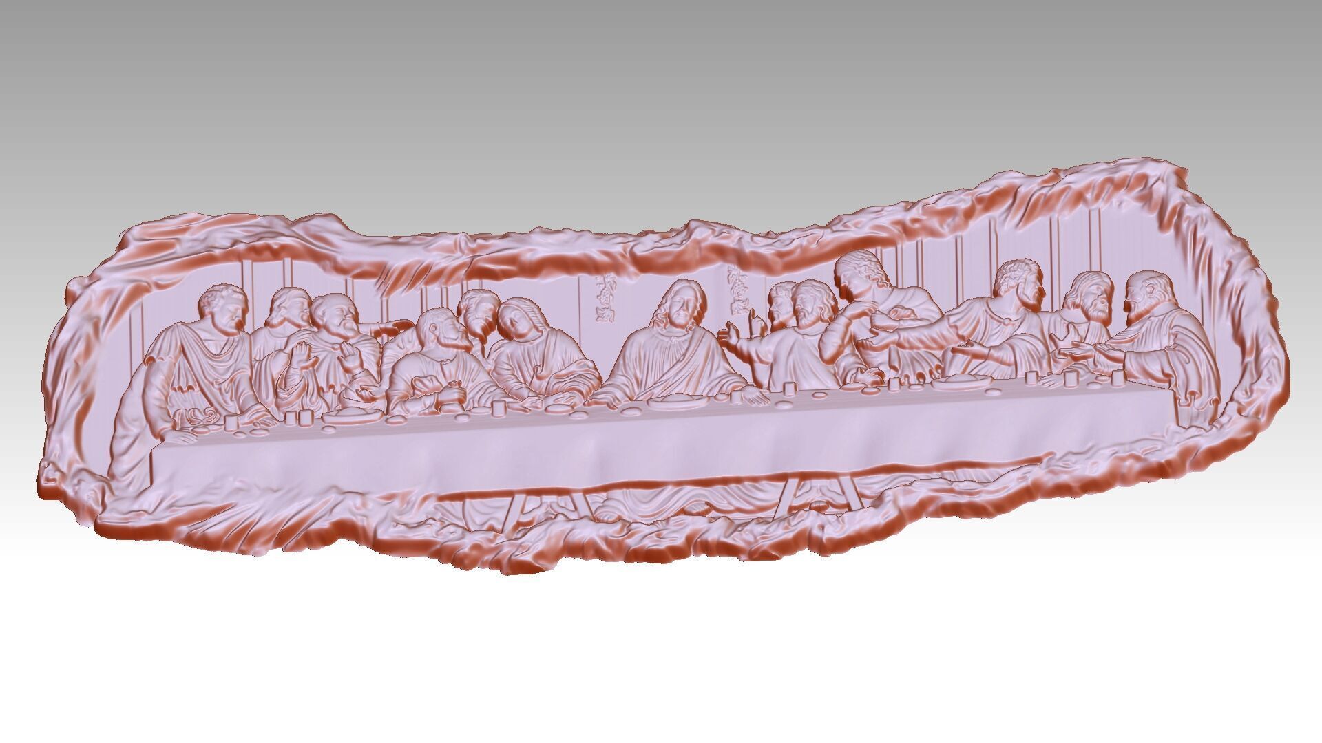 The Last Supper Jesus Christ and Apostles Relief 3D print model_4