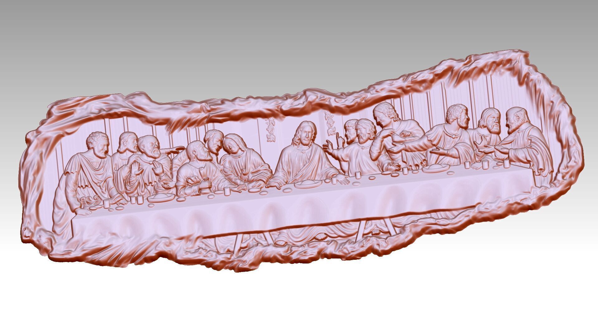 The Last Supper Jesus Christ and Apostles Relief 3D print model_7