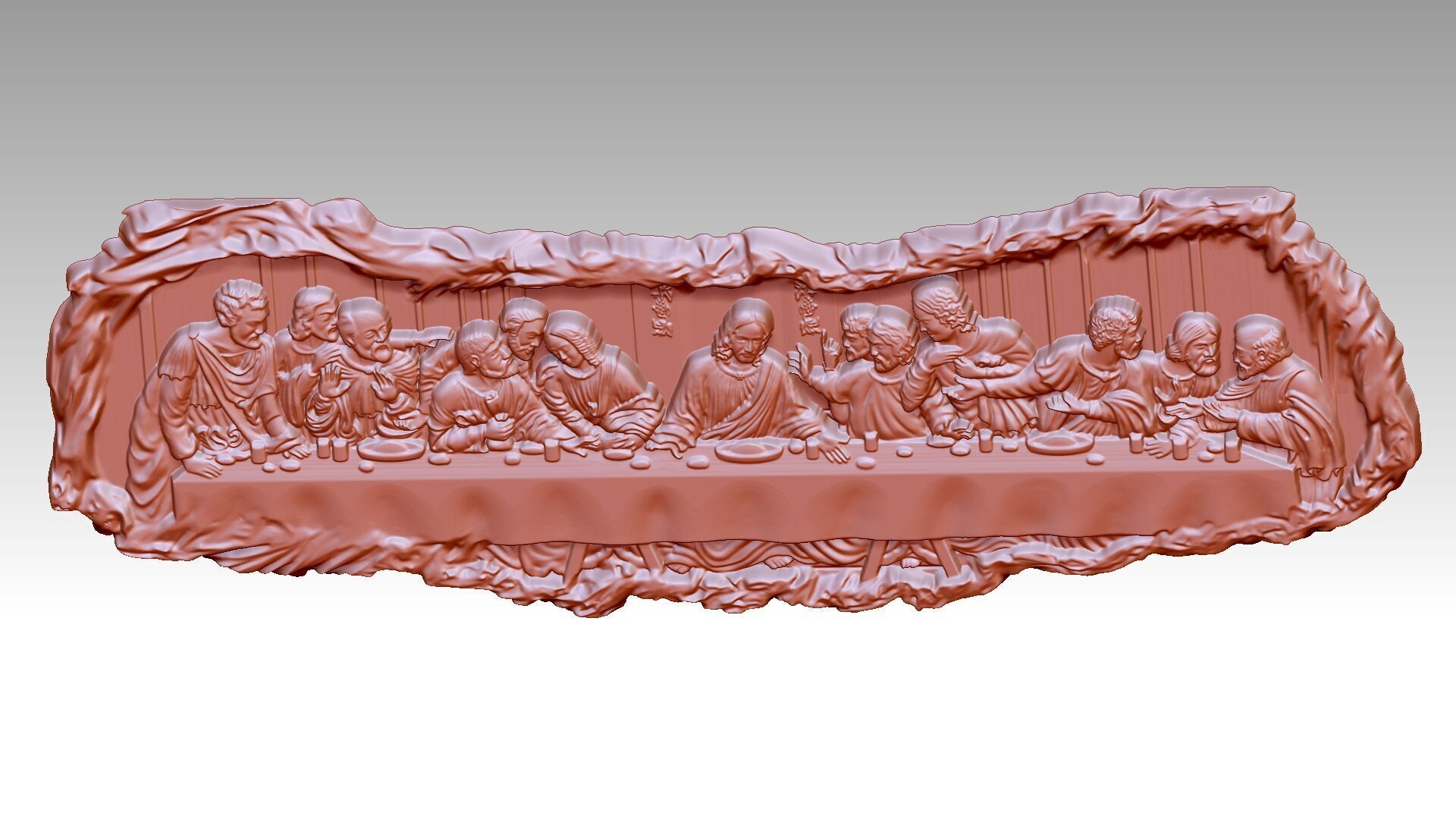 The Last Supper Jesus Christ and Apostles Relief 3D print model_3