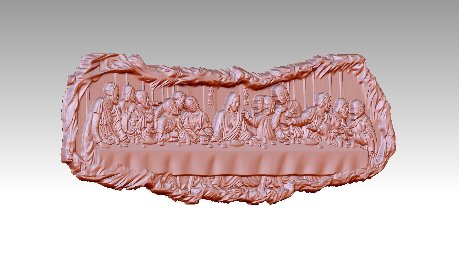 The Last Supper Jesus Christ and Apostles Relief 3D print model_2