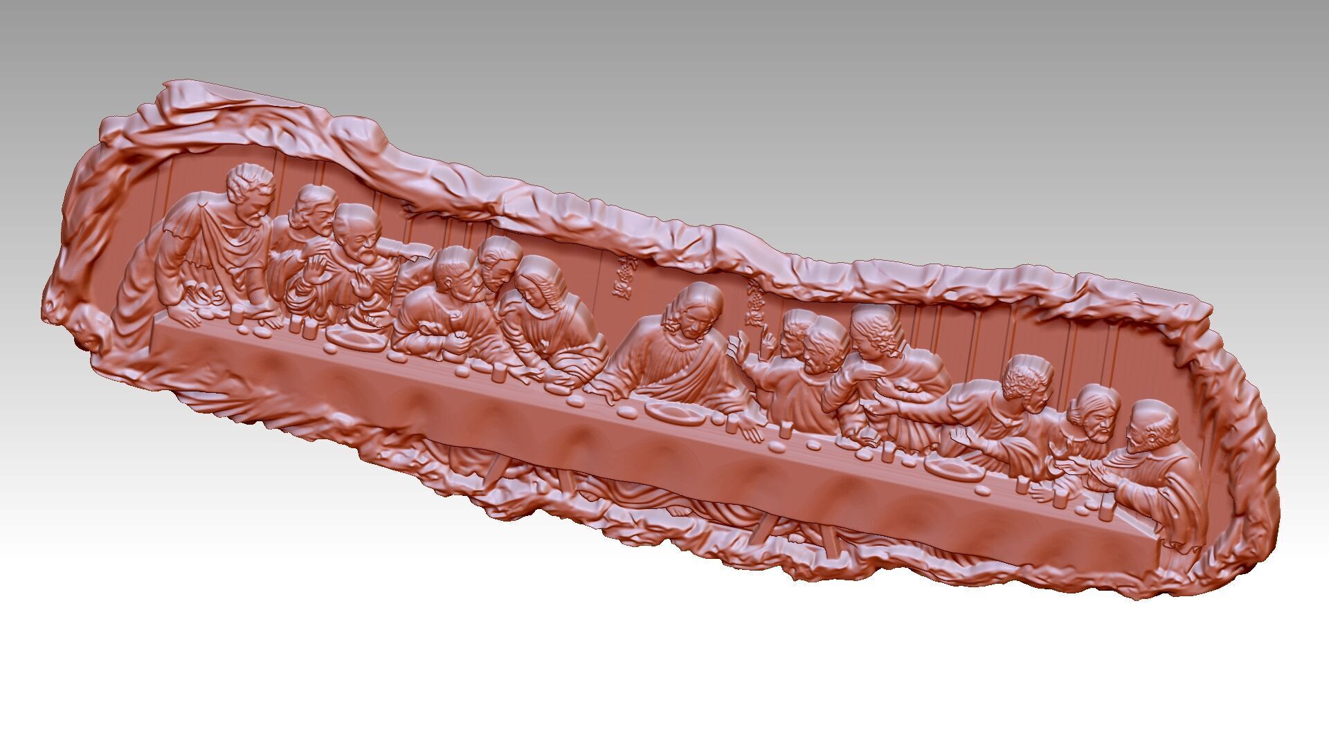 The Last Supper Jesus Christ and Apostles Relief 3D print model_6