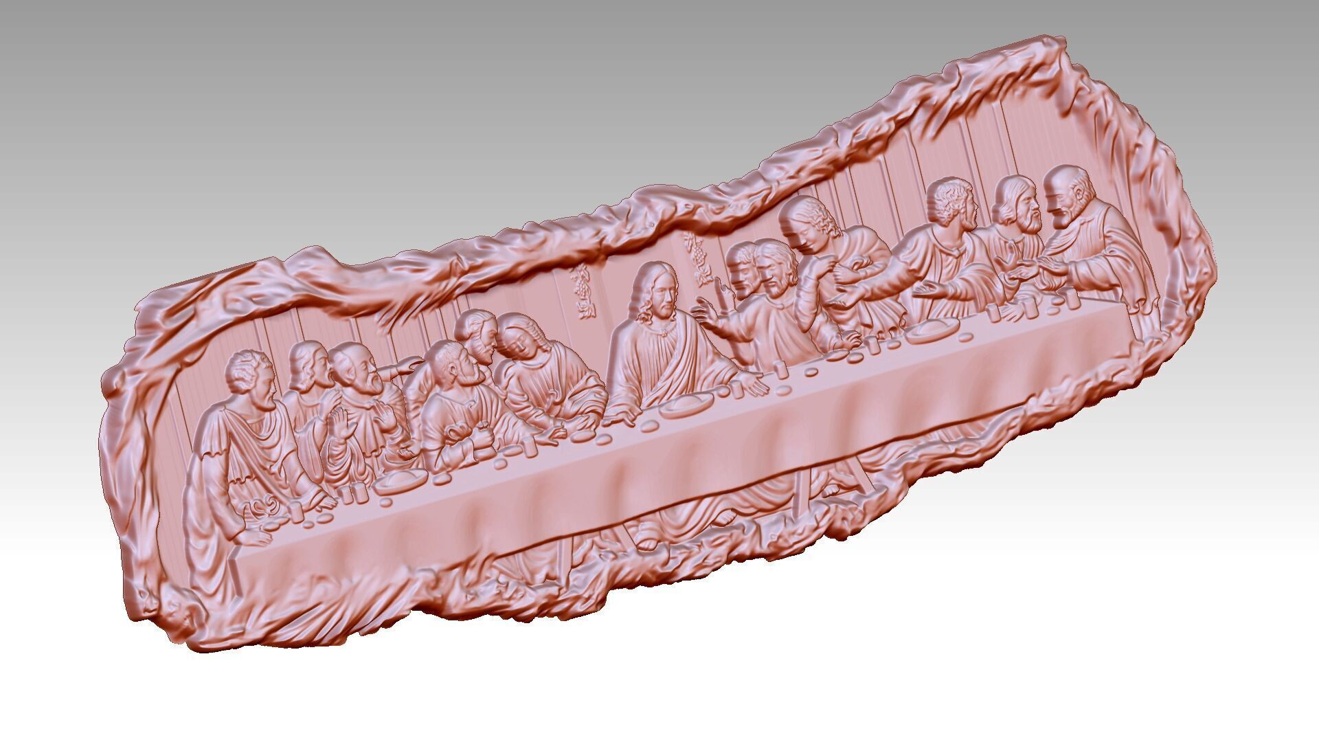 The Last Supper Jesus Christ and Apostles Relief 3D print model_5