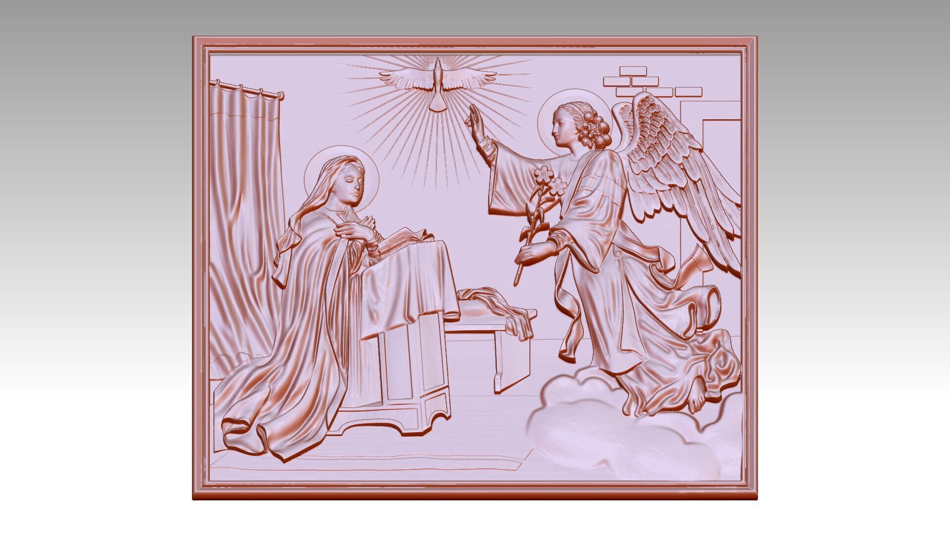 Angel phenomenon and Virgin Mary Relief 3D print model_3