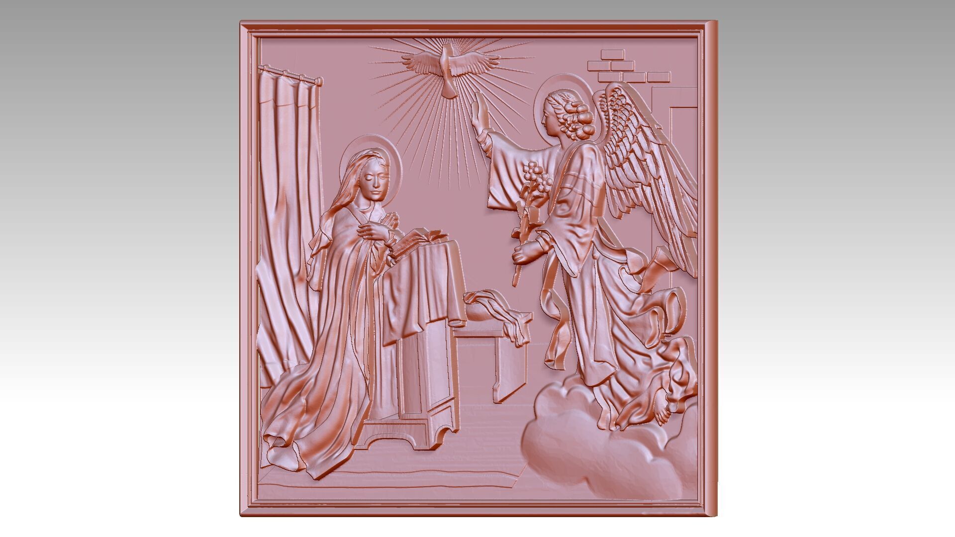Angel phenomenon and Virgin Mary Relief 3D print model_1