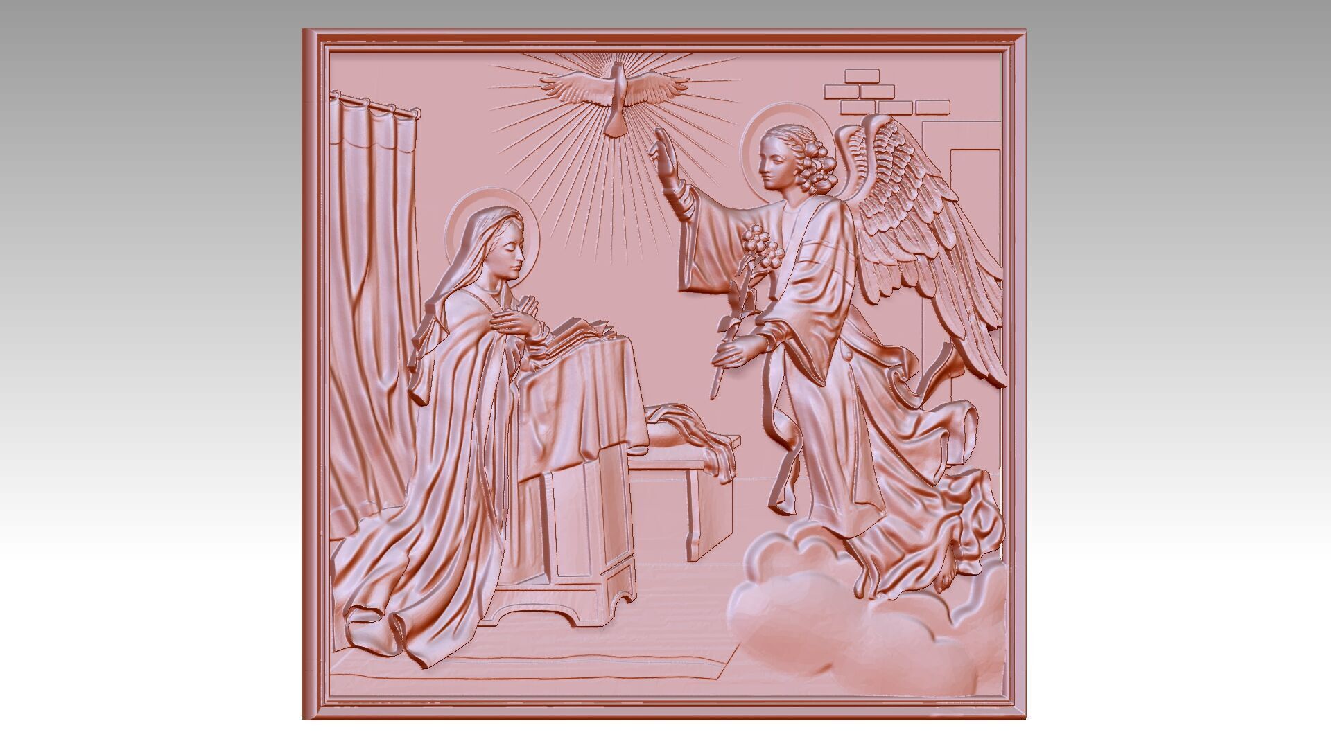 Angel phenomenon and Virgin Mary Relief 3D print model_2