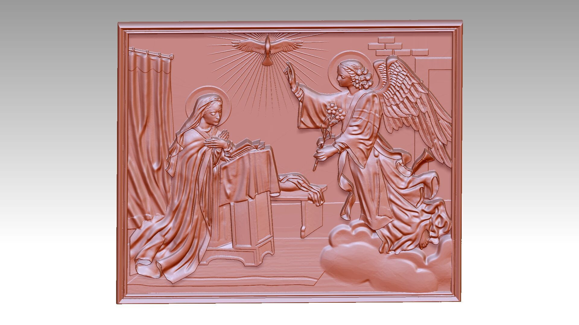 Angel phenomenon and Virgin Mary Relief 3D print model_4