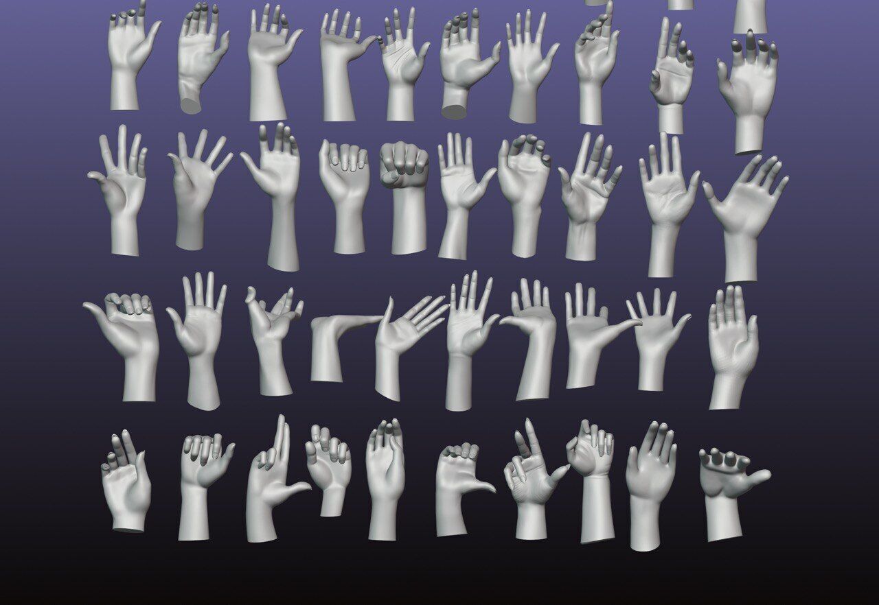 60 Female hand poses 3D model_5