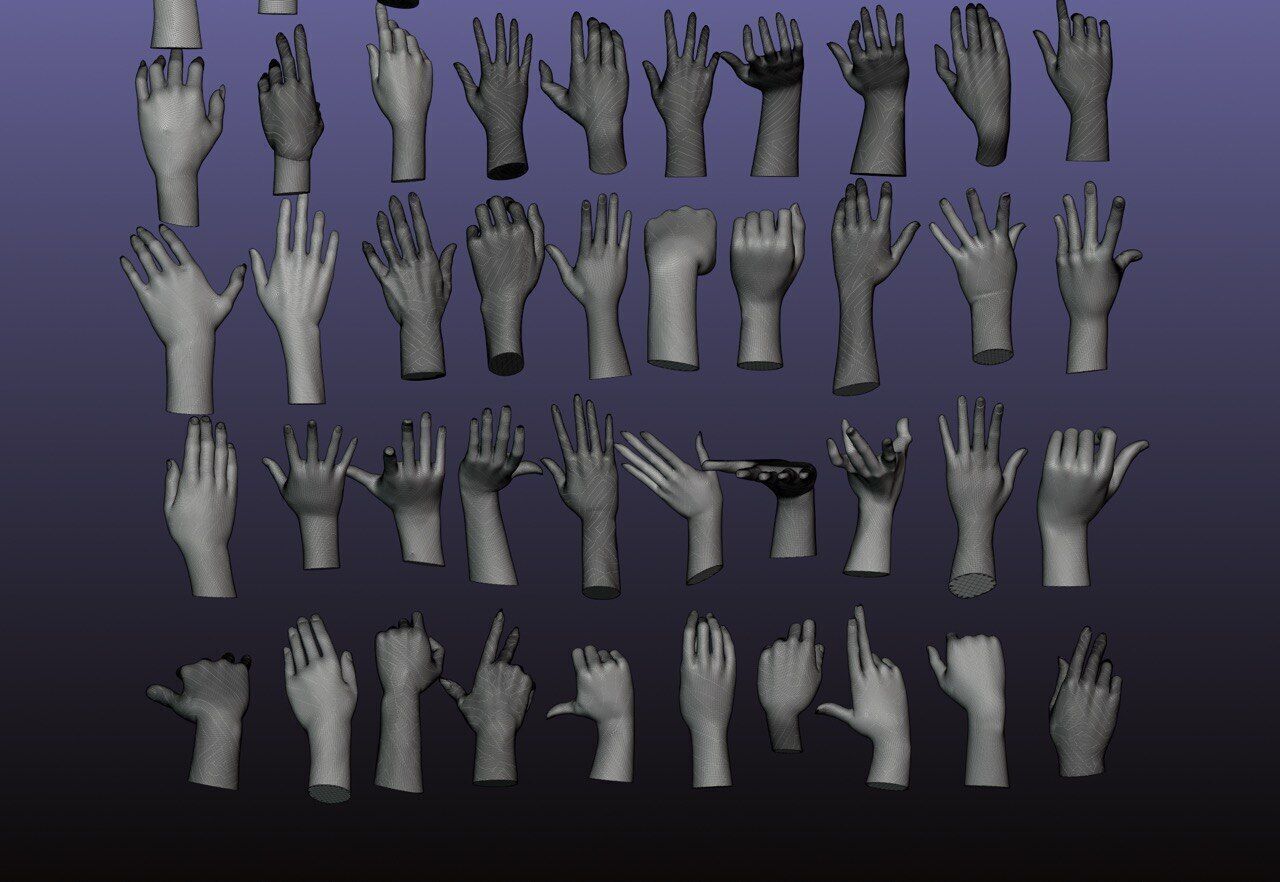 60 Female hand poses 3D model_4