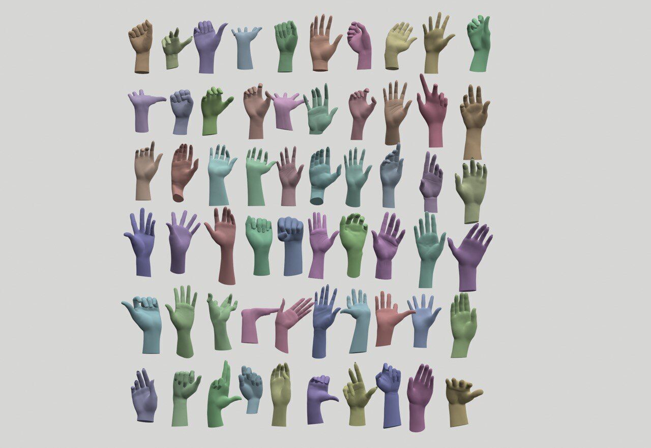 60 Female hand poses 3D model_9