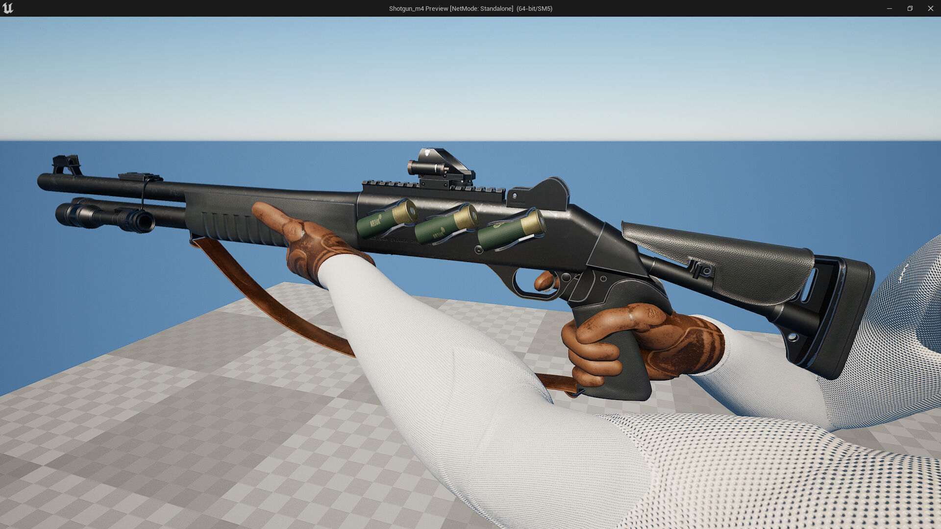 Shotgun m4 Fps - Tps Low-poly 3D model_9