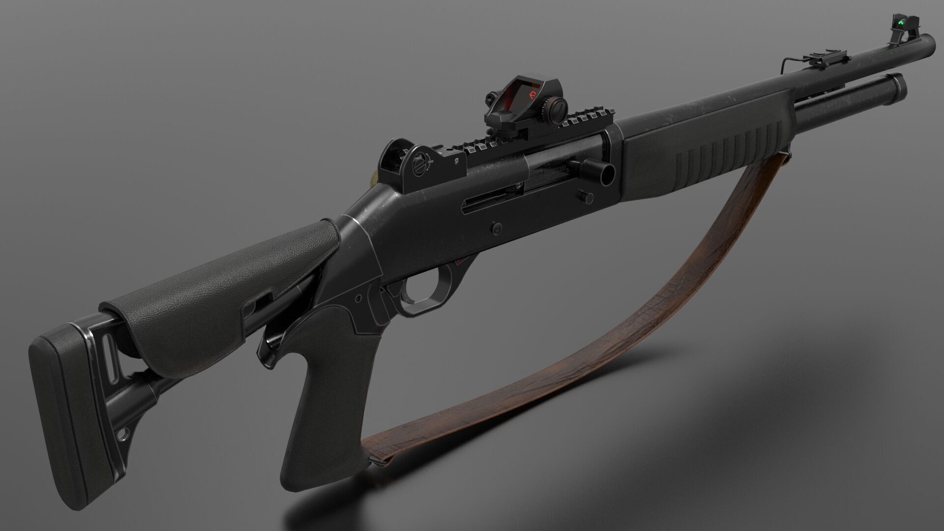 Shotgun m4 Fps - Tps Low-poly 3D model_3