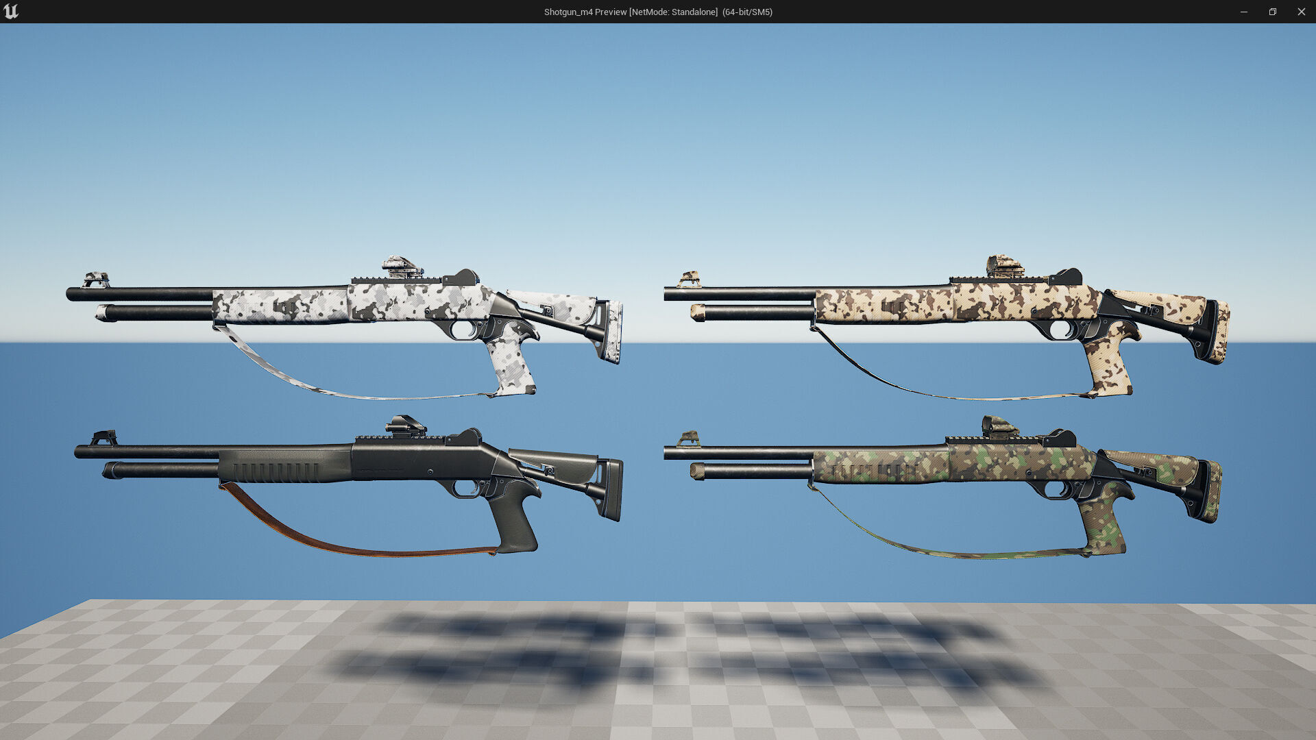 Shotgun m4 Fps - Tps Low-poly 3D model_10