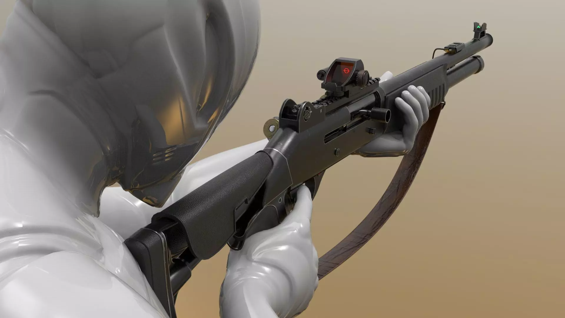 Shotgun m4 Fps - Tps Low-poly 3D model_0