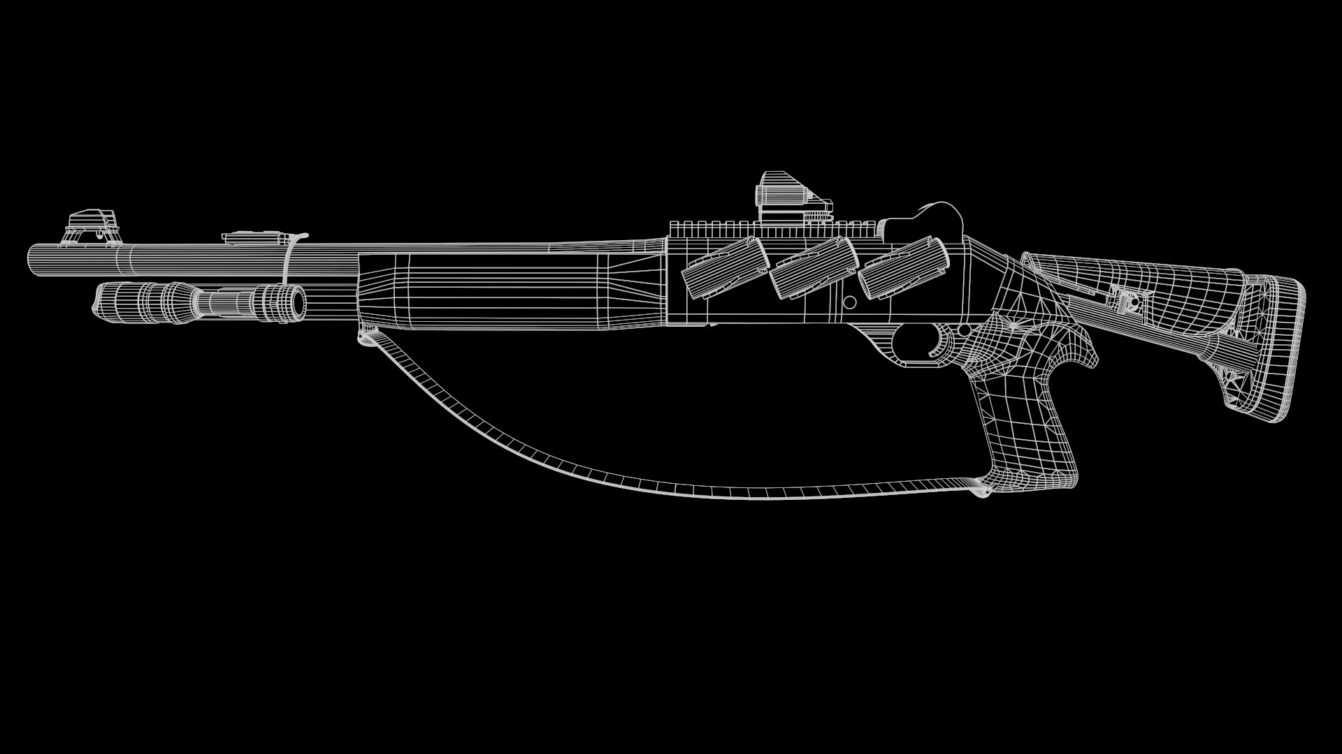 Shotgun m4 Fps - Tps Low-poly 3D model_11