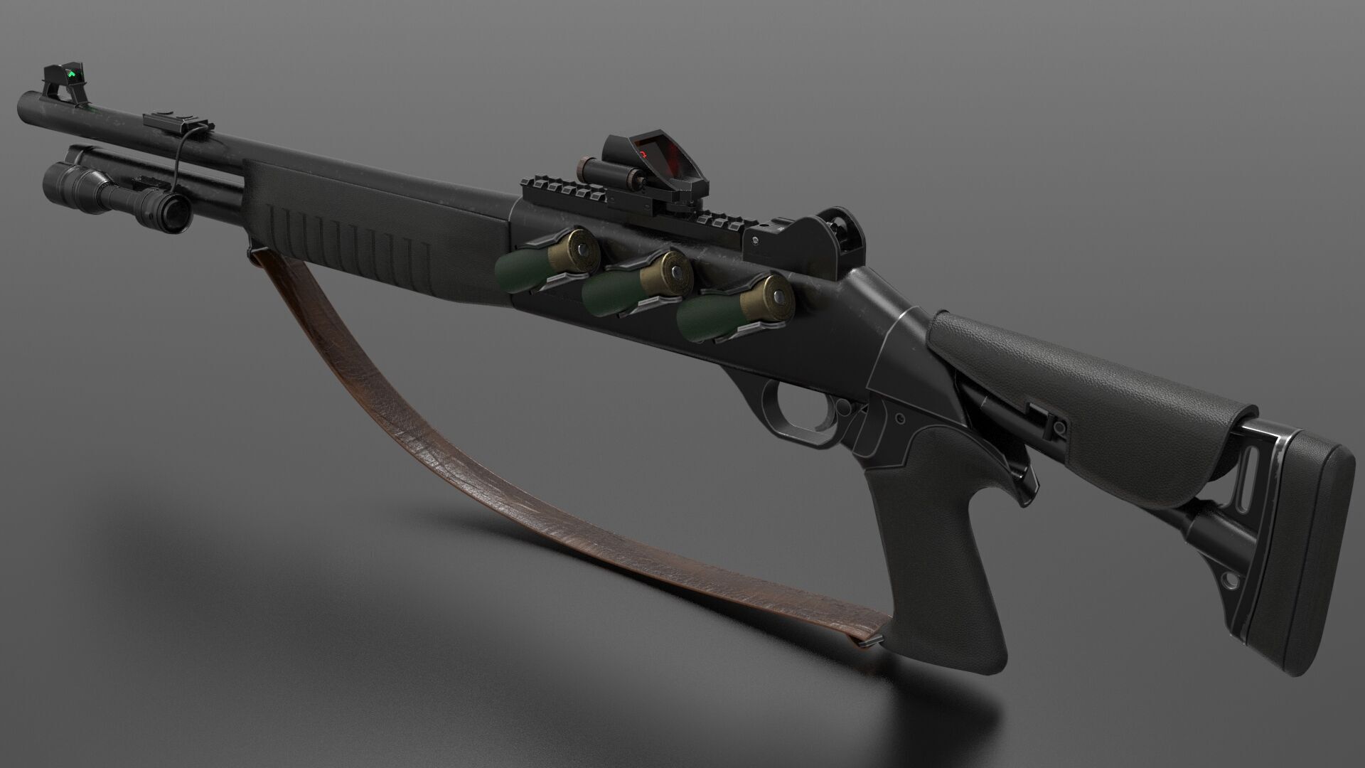 Shotgun m4 Fps - Tps Low-poly 3D model_2