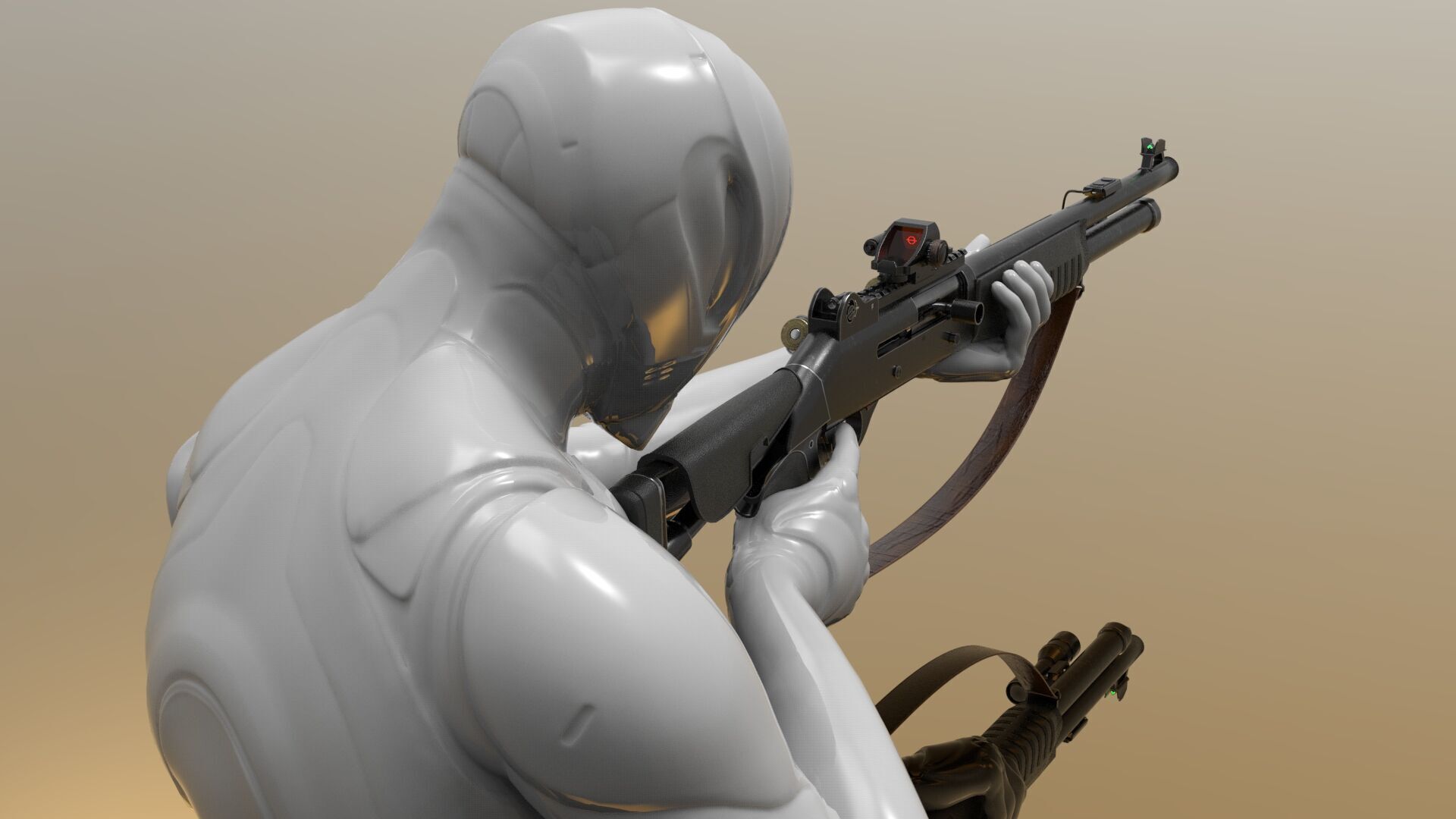 Shotgun m4 Fps - Tps Low-poly 3D model_7