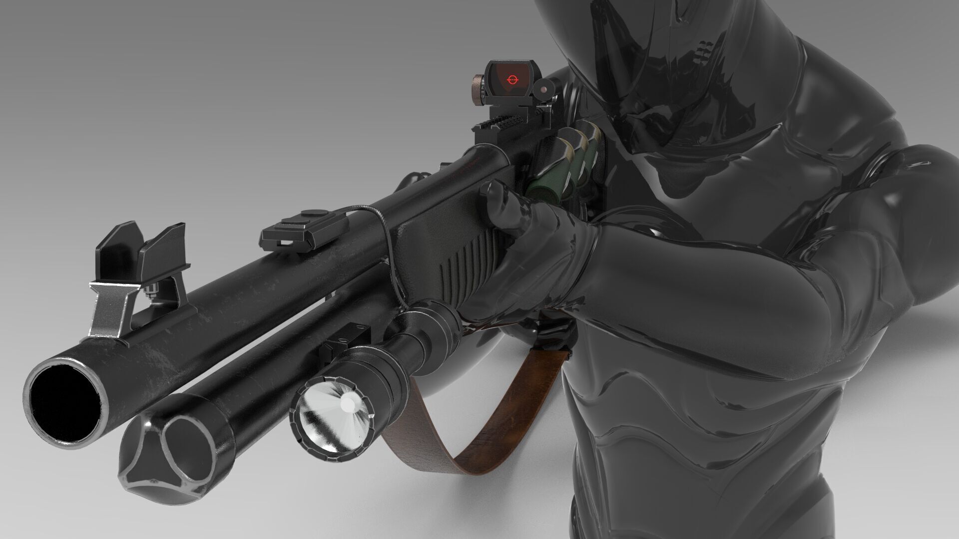 Shotgun m4 Fps - Tps Low-poly 3D model_6