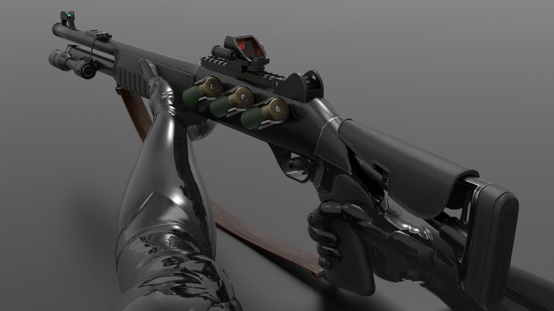 Shotgun m4 Fps - Tps Low-poly 3D model_5