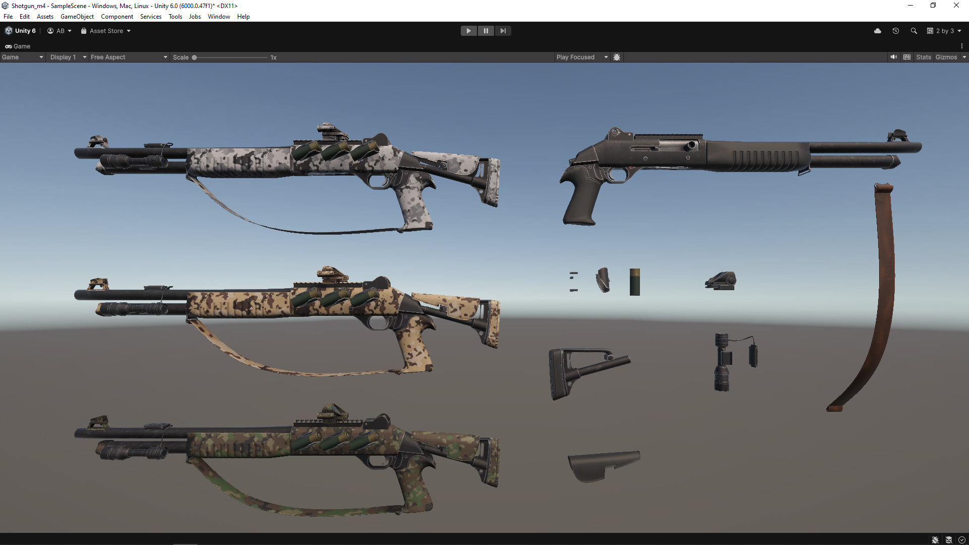 Shotgun m4 Fps - Tps Low-poly 3D model_8