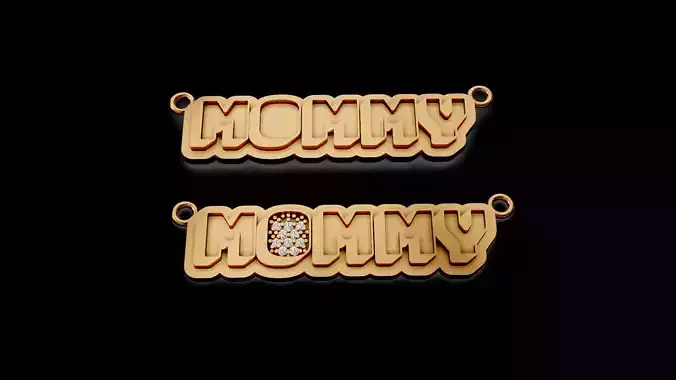 Mommy name pendant 2 3d