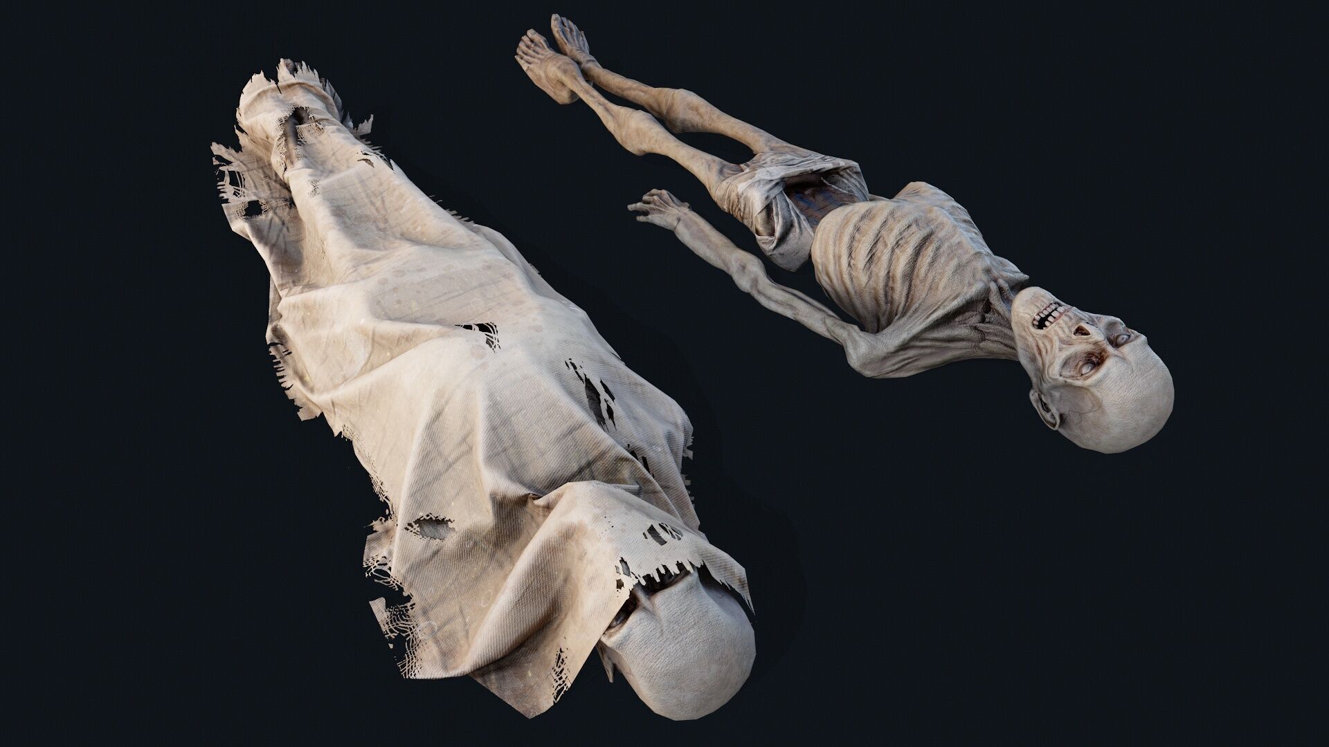 Human corpse covered 2 Low-poly 3D model_1