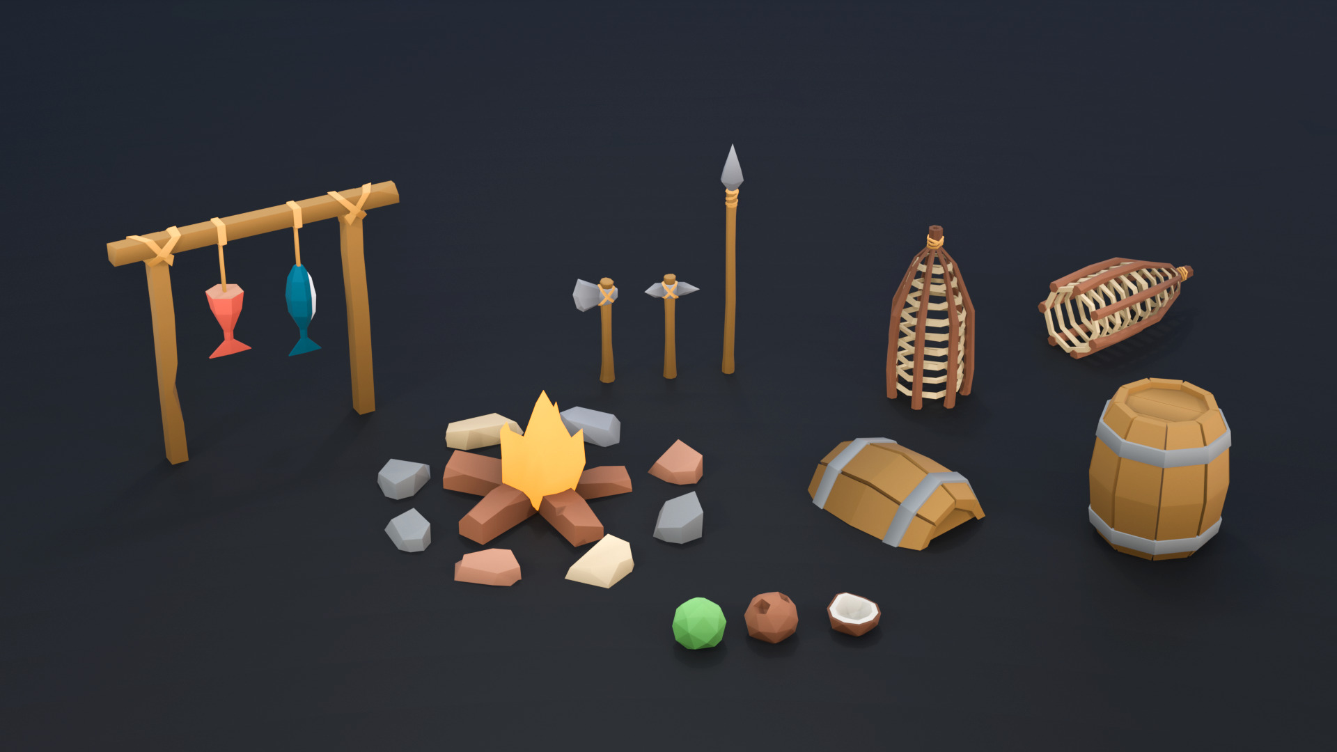 Survival Island - Low Poly 3D Asset Pack Low-poly 3D model_4