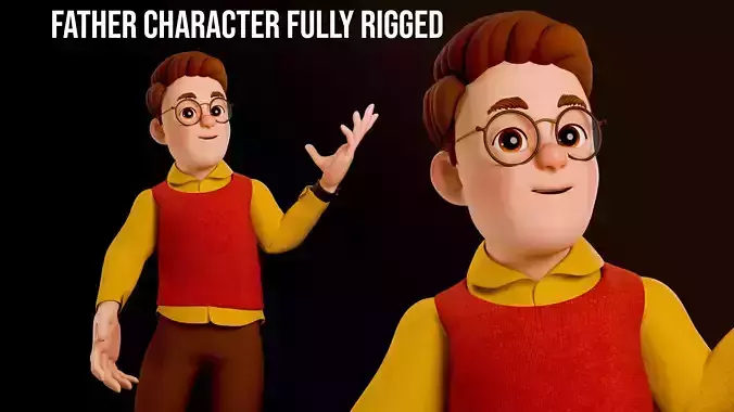 Father Stylized Character Fully Rigged Game Animation Ready