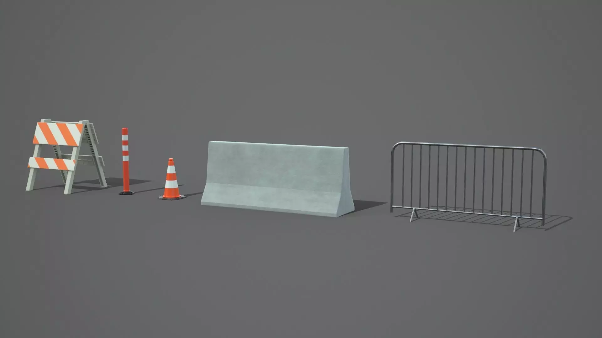 Traffic Barriers Free low-poly 3D model