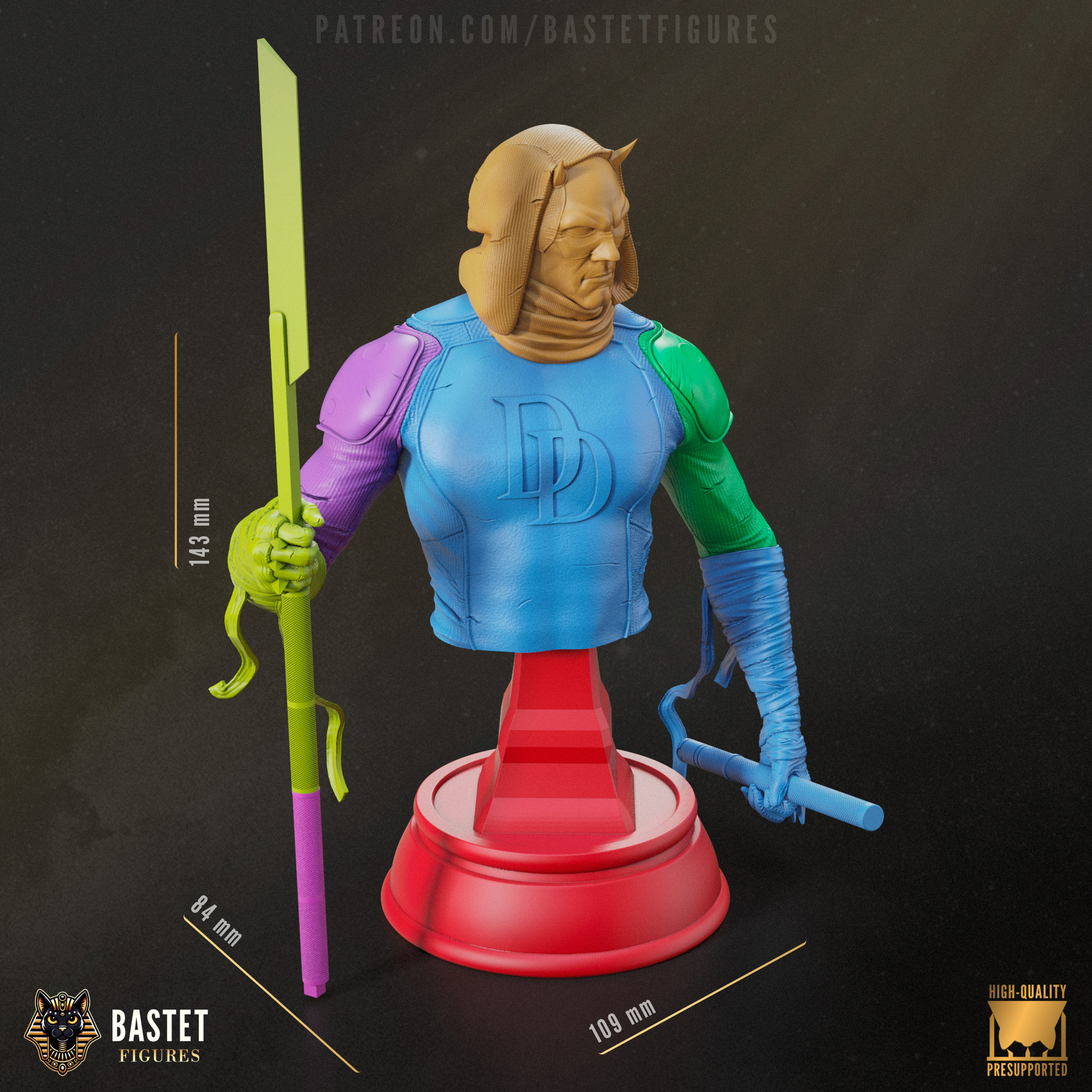 Daredevil Bust I Marvel 3D print model_3